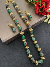 Designer Semi Precious Turquoise Green Chalcedony Stone Beads Necklace By Gehna Shop Beads Jewellery